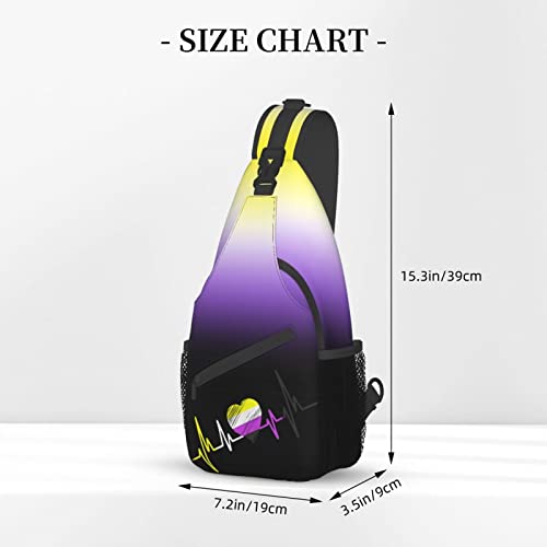 Nonbinary Pride Flag Sling Backpack Multipurpose Chest Bag Hiking Travel Daypack Crossbody Shoulder Bag Outdoor3