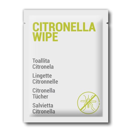 GPQ - Toallitas de Citronella Repelente de Insectos | 500 Und. | Toallita 160x160mm. de viscosa 100% biodegradable | Sin Parabenos | Terrazas, Camping, Actividades al Exterior | Fabricado en España