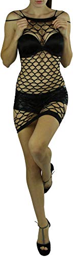 Image of ToBeInStyle Women's Stretch See Through Fishnet Novelty Mini Rave Party Dress