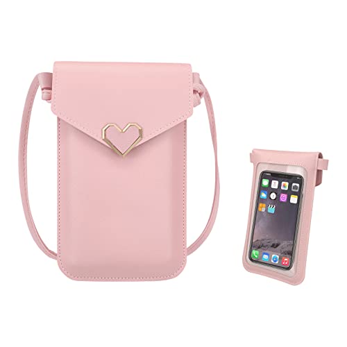 FuninCrea Bolso Movil Mujer, Bolso Bandolera Pequeño con Cierre Metálico y Ventana Transparente, Bolso Teléfono Movil Pantalla Táctil Bolso Bandolera Móvil con Correa para Móvil, Teléfono