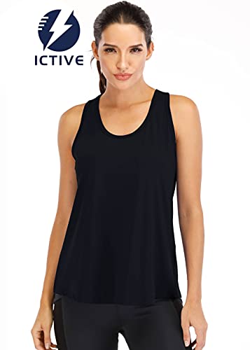ICTIVE Tops de treino para mulheres de ajuste solto costas nadador regata regata de malha costas nua