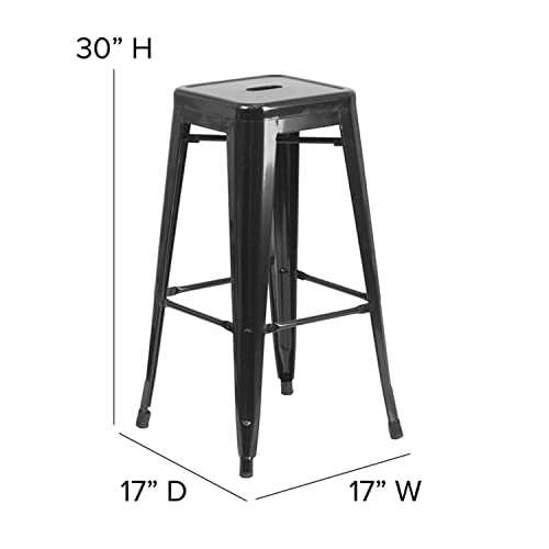Flash Furniture Commercial Grade 30" High Backless Black Metal Indoor-Outdoor Barstool With Square Seat #TOP1