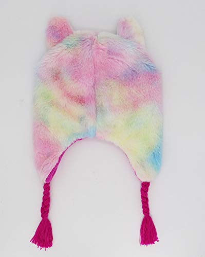 Kids Little Girls Unicorn Beanie Winter Hat Rainbow Faux Fur Plush Fleece Lined Earflap Cap4