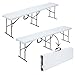 Floordirekt 2er Set Bierbank Klappbar 8 Personen 183cm Kunststoff Klappbank Faltbar Biergarten Campingbank Bierbänke Bierbankgarnitur Gartenbank Weiß Chiba