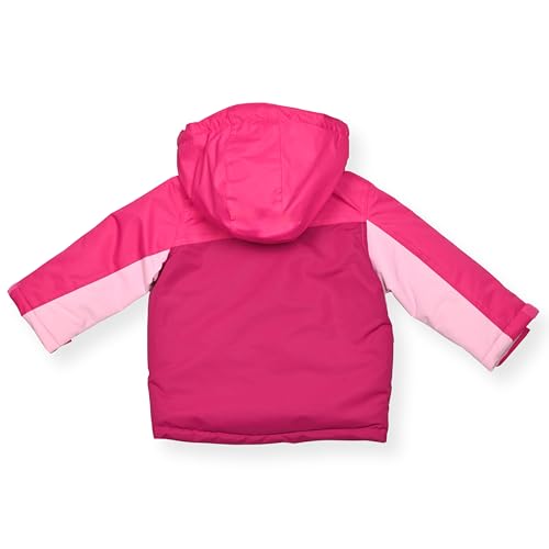 Arctic Quest Girls' Bib Snow Pants and Ski Jacket Water-Resistant Snowsuit For Kids Winter Hooded Jacket, Intense Pink 3, 2T