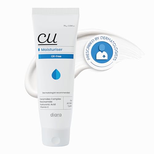 Image of CU Oil-Free Moisturiser with Hyaluronic Acid, Ceramides, Niacinamide & Vitamin E for Hydration | Prevents Clogging of Pores, Barrier Repair Moisturiser for Acne Prone Skin | For All Skin Types | 75g