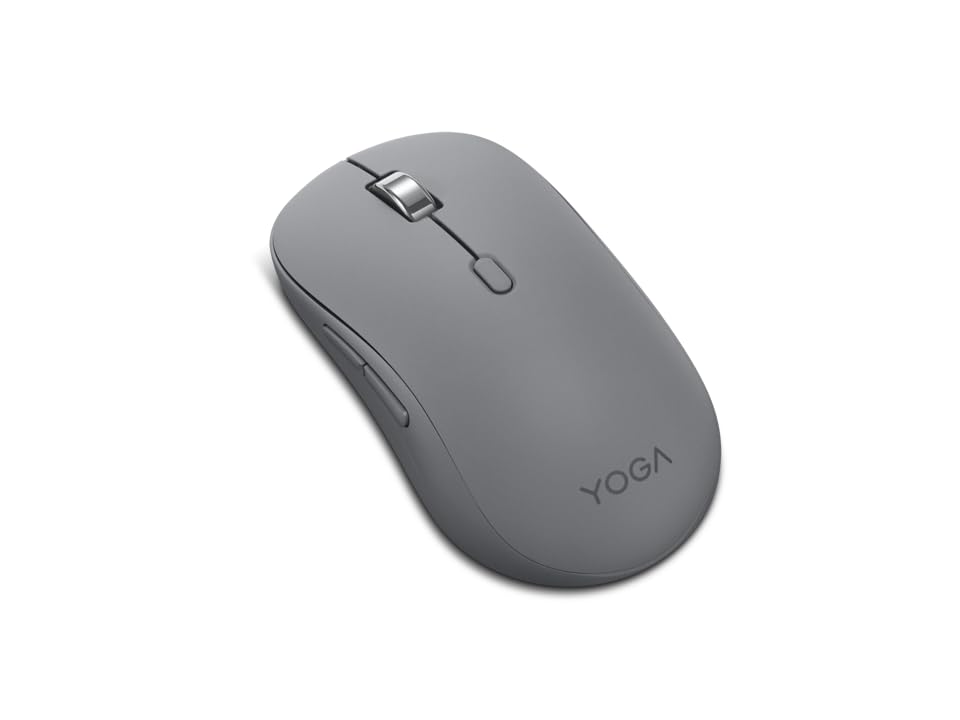 Image of Lenovo Yoga Bluetooth Silent Mouse, 3 Level DPI Adjustment, 36 Month Battery Life, Bluetooth 5.3, 3 Device Paring, Whisper Quiet, Programmable Buttons, Smooth Finish, Luna Grey