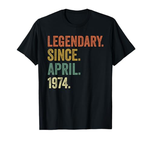 Camiseta vintage de abril de 1974, 45 cumpleaños para hombre y mujer Camiseta