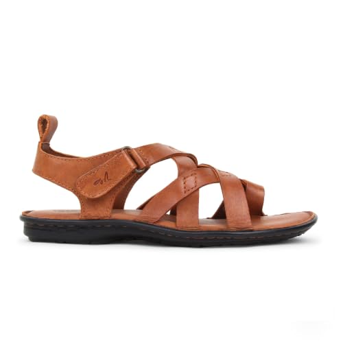 Image of MARDI GRAS Leather Sandals for Men | Casual Sandals with PU Sole & Foam Insole | Adjustable Straps, Breathable Leather Lining