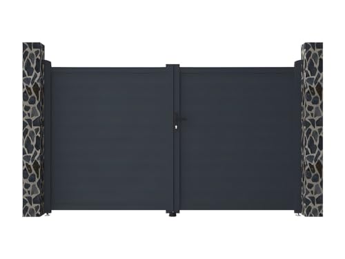 Vente-unique - Metall-Tor Nazario, komplett, 300 x 173 cm, Anthrazit