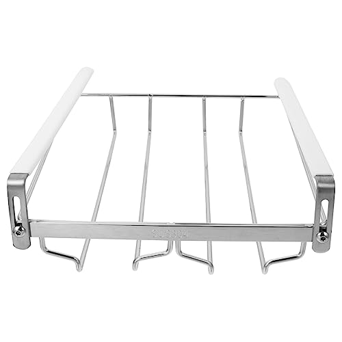 Alipis 1Pc Double Row Wine Glass Stand Stainless Steel Wine Glass Holder for Easy Installation Strong Load Bearing for Home Bar Use Silver