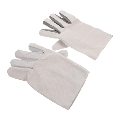 Mikikit Durable Canvas Cowhide Gloves Xl Welding Gloves Heatproof Oil Resistant for Camping Outdoor Random Color