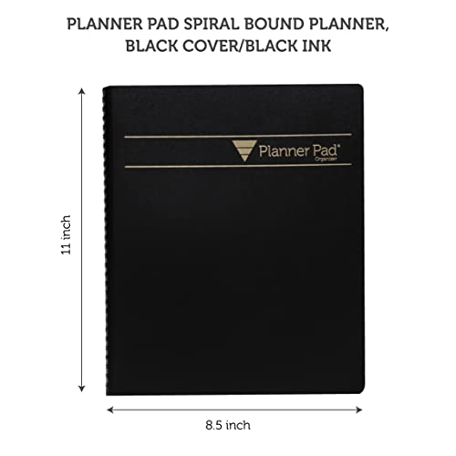 Planner Pad Spiral Bound 3-Tier Funnel Down 12 Month Organizer, Calendar Year (January-December 2023), Black Cover/Black Ink, 8 1/2" X 11" #TOP4
