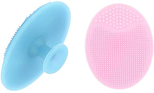 SYGA 2 Pieces Facial Cleansing Brush Pads, Soft Silicone Face Scrubbers Exfoliators Face Blackhead Removing Massage Tool(Assorted Color)
