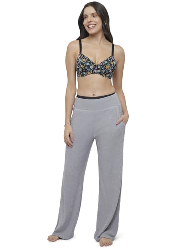 Image of Triumph Midnight Garden Bra for Women Padded Non Wired Seamless Bra Floral Printed T-Shirt Bra Wireless Full Coverage Lingerie Detachable Silky Straps with Elegant Lace Trim Pack of 1