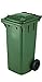 Bidone raccolta differenziata, contenitore da 120 litri colore verde a norma CE EN840 per la raccolta di strada. Bidoni rifiuti carrellati dotati di ruote e coperchio