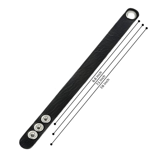 Image of THE MEN THING BLAZEFIT STRAP - 18mm Genuine Leather Bracelet with Stainless Steel Stud Button Closure for Men & Boys (6.6 /7.1 /7.6 inch)