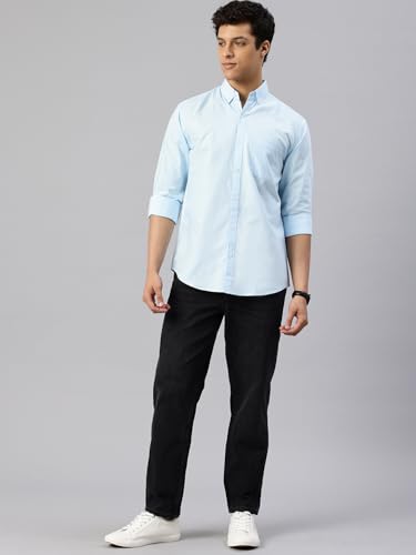 Image of Majestic Man Men's Solid Pure Cotton Casual Shirt - Slim Fit | Full Sleeves | Soft & Breathable Fabric