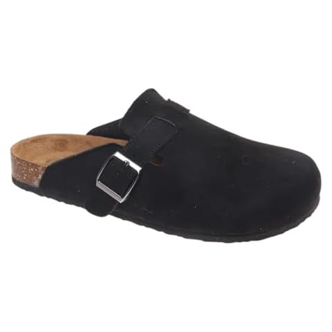 OUTWOODS Women Slip-On Clog with Cork Footbed Mule Slide Sandals Shoes BRIA-1 Black 8 Cover