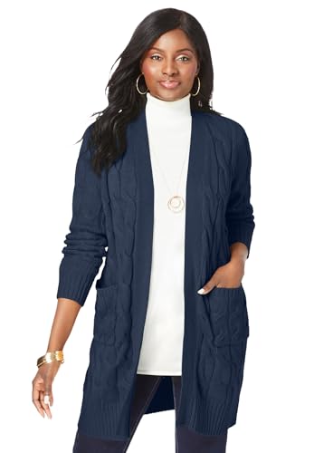 Jessica London Women's Plus Size Cable Duster Sweater