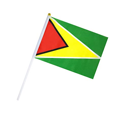 Hand Held Guyana Guyanese Stick Flag Small Mini Flag 50 Pack Round Top National Country Flags,Party Decorations Supplies For Parades,World Cup,Sports Events,Celebration