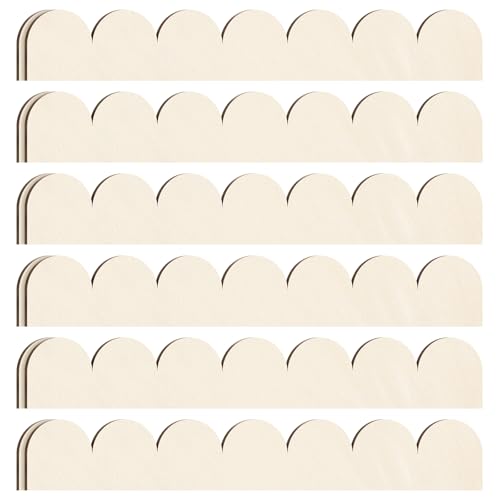 Threehoney 12 Pack Unfinished Scalloped Decorative Wood Trim Scalloped Edge Decorative Wood Molding Cute DIY Moulding Trim for Home Wall Cabinet Shelf and Window Door (15.75 x 2.52 Inch)