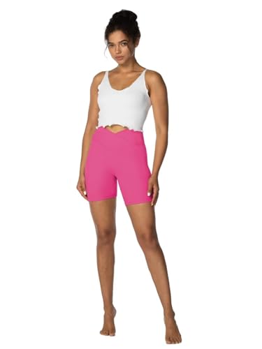 Image of Sunzel Crossover Biker Shorts for Women, No Front Seam V High Waist Yoga Workout Gym Shorts with Tummy Control | 4 Or 6-Inch Inseam, High Waisted, Tummy Control, Crossover Waist, Buttery Soft, No Front Seam, Squat Proof, Compression