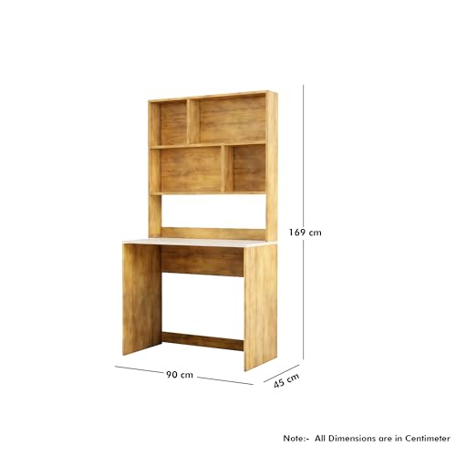 Image of Bniture Wooden Study Table for Home | Engineered Wood Study Table with Book Shelf | Multi Purpose Computer Desk for Writing & Study | Laptop Table for Home & Office | Giant Wood & Frosty White