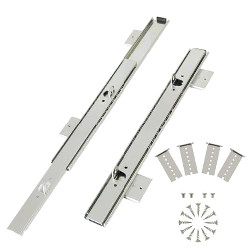 Mute Ball Bearing Runners 12 14 16inch for Keyboard Shelf Or Drawer Under The Table, All Metal Heavy Duty Steel Sliders, 55kg Load, Computer Keyboard Trays Sliding Rails