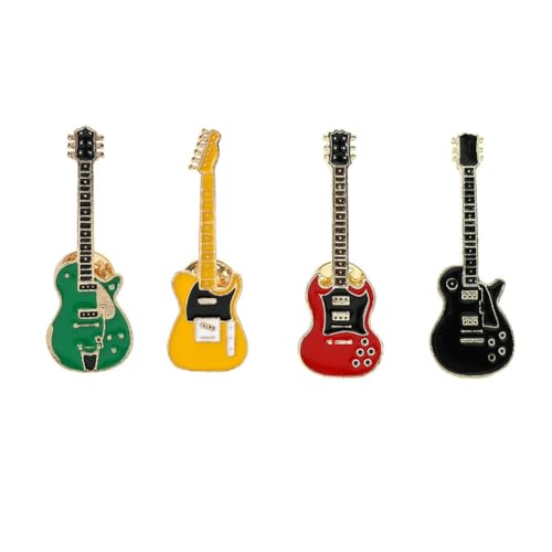 4 broches de guitarra retro, instrumentos creativos, pines de solapa, broche de guitarra para ropa, sombrero, solapa, insignia, joyería, regalos, accesorios