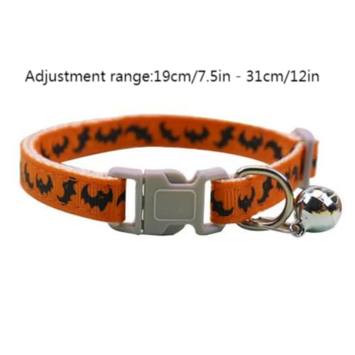 Cat Collar Breakaway, Lightweight Comfort Adjustable Size Halloween Pet Collar with Removable Bells,Quick Release Imitation Nylon Collar for Small & Big Cats - image 7