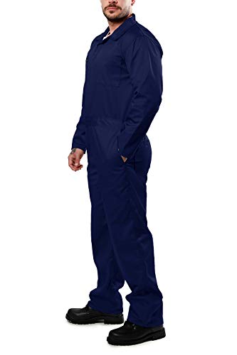 Kolossus Mens Coveralls Long Sleeve Cotton Blend Work Pants Navy Blue, Medium - Thumbnail 4