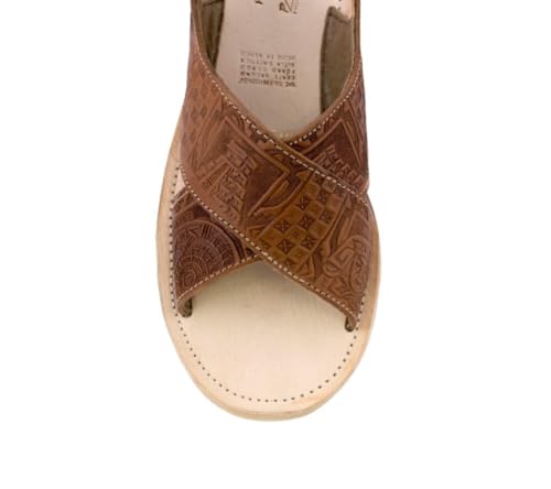 Cowboy Professional Mens 005 Light Brown All Real Leather Mexican Buckle Huaraches Open Toe2