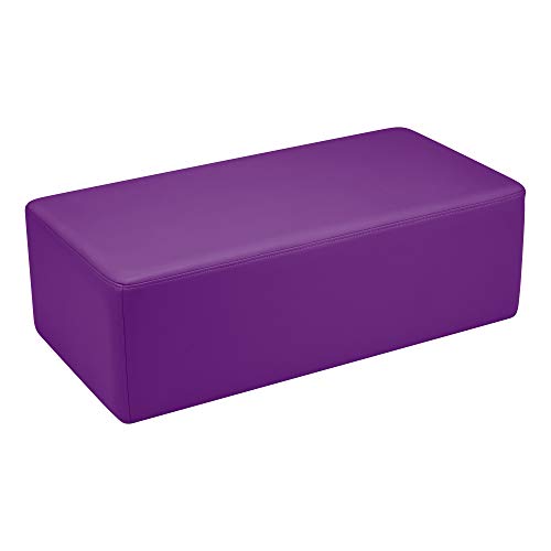 Image of Sprogs 12 inch H Structured Rectangle Stool -Flexible Modular Collaborative Soft Seating for Office, Home, Lounge and School Classrooms with Durable Frame & Set of 6 inch Legs Add-on -Purple