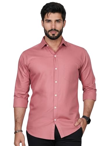 Image of Full Sleeve Black Formal Shirt for Men Cotton Regular Fit Casual - Pure Premium Branded Shirts for Men Formal Stylish Slim Plain Solid Man Wear as Office and Party