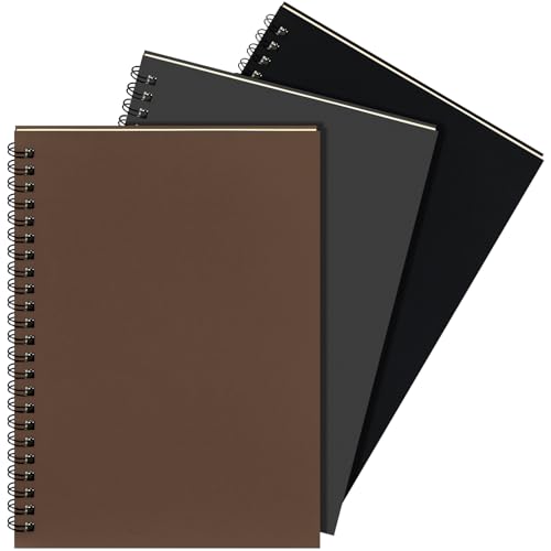 Image of Yahenda 3 Pcs Spiral Notebooks,1 Subject,Wide Ruled, Dark Color