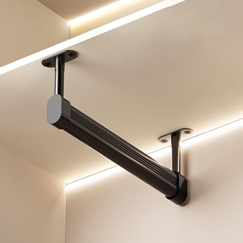 Image of HASTHIP Wardrobe Hanger Rod - 30cm Adjustable Heavy Duty Aluminum Closet Rod Wardrobe Rods for Hanging Clothes Adjustable Spacing Design, with Pre-punched Mounting Plates & Screws