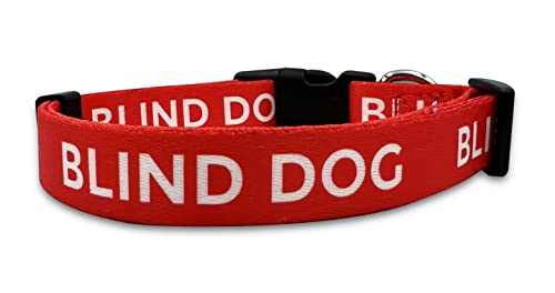 Blind Dog Collar - No Limited Sight Dog Warning - I Am Blind Dog for Small Medium Large Dogs Cats (M, Red)