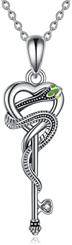 VENACOLY Snake Necklace 925 Sterling Silver Love Key Pendant Jewellery Gifts For Women Girl Friends