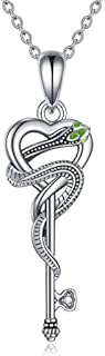VENACOLY Snake Necklace 925 Sterling Silver Love Key Pendant Jewellery Gifts For Women Girl Friends