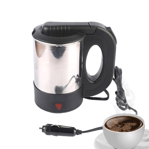 Auto-Kocher, caldera eléctrica de viaje | Uso fácil, cargador de agua caliente portátil de 500 ml, caldera para coche, taza de café CAR 12 V/24 V, cierre automático, calefacción