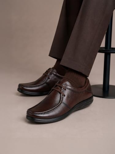 Image of Zoom Shoes ZA-3690 Men's Genuine Leather Derby Formal Shoes | Lightweight, Comfortable & Stylish Lace-Ups for Office, Business