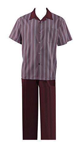 Fortino Landi Multiple Stripe Pattern Walking Suits W/Solid Pants 2966-Burgundy-Xxxxxx-Large-60 #TOP8
