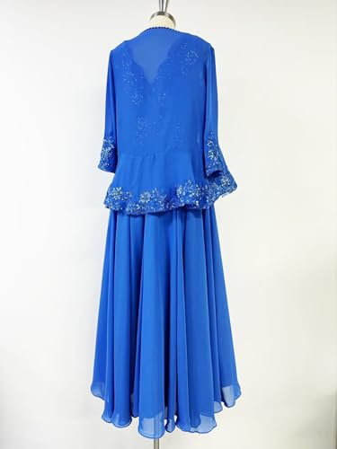 2 Pieces Mother of The Bride Dresses with Jacket Chiffon Laces Plus Size Formal Evening Dress3