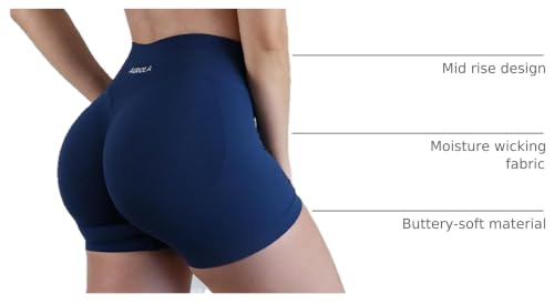 Image of AUROLA Influence Workout Shorts for Women,2.5 3.5 4.5 5.5 6.5 No Roll Up Squat Proof Scrunch Seamless Compression Gym Short