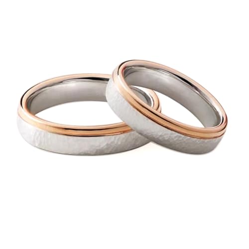 Image of Matching Rings Titanium Steel Rose Gold Plated Couple Rings Wedding Band His and Her Ring