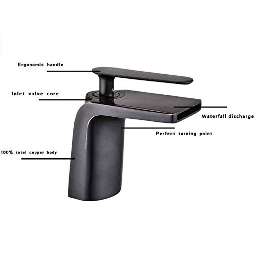 Robinets de salle de bains rétro cascade noire avec mitigeur de lavabo
