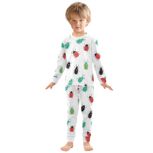 Pajama Sets Long Sleeve Colorful Bugs Pattern Print Soft Comfy Sleepwear 2 Piece PJS 3-8T2