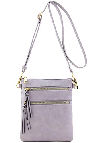 Image of Isabelle Small Lightweight Shoulder Bag for Women, Mini Multi Zipper Pocket Crossbody Handbag with Adjustable strap