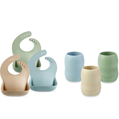Image of PandaEar Set of 3 Cute Silicone Bib & Baby Cup